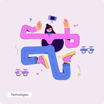 A set of conceptual vector business illustrations with a young girl who is Stock Illustration