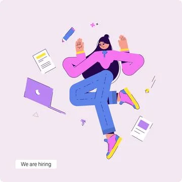A set of conceptual vector business illustrations with a young girl who looking Illustrazione stock