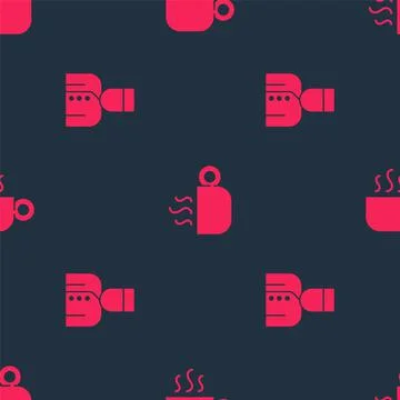 Set Concierge and Coffee cup on seamless pattern. Vector イラスト素材
