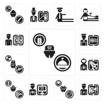 Set of Concierge, Student, Professor, Programmer, Firefighter, Spaceman, Stew Illustrazione stock gratuita