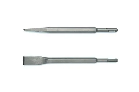 Set of Concrete chisels drill bits on white background. Stock Photos