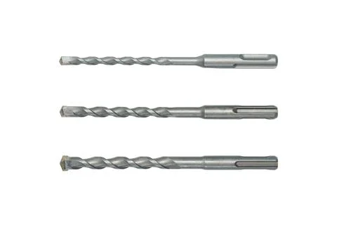 Set of concrete drill bits isolated on white background. Stock Photos