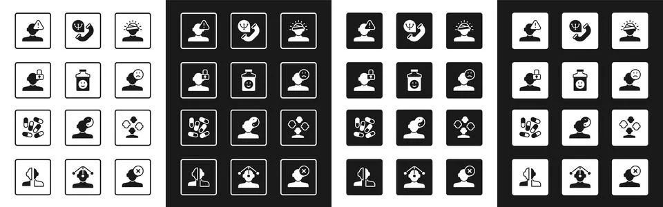 Set Concussion, Closed personality, Finding problem in psychology, Sad and Illustrazione stock