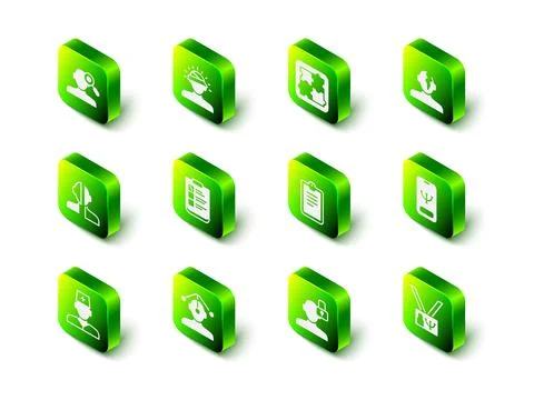 Set Concussion, headache, Solution problem in psychology, Online psychologica Illustrazione stock