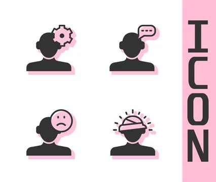 Set Concussion, headache, Solution problem in psychology, Sad and depressed.. Stockillustratie