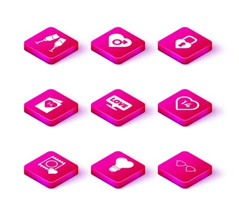 Set Condom in package, Heart shape light bulb, Valentines day flyer with heart Stock-Illustration