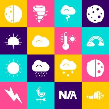 Set Cone meteorology windsock wind vane, Eclipse of the sun, Rainbow with c.. イラスト素材