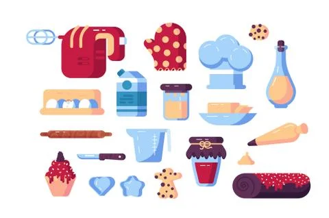Set of confectioner tools and sweets Stock Illustration