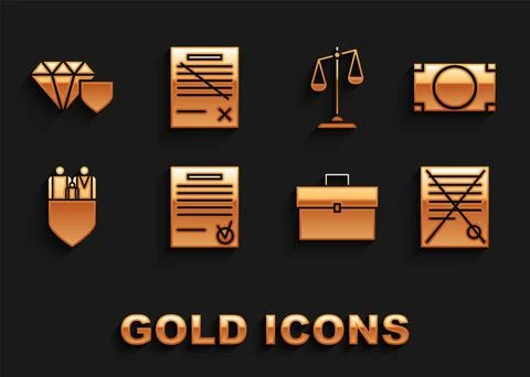 Set Confirmed document and check mark, Stacks paper money cash, Delete file Illustrazione stock