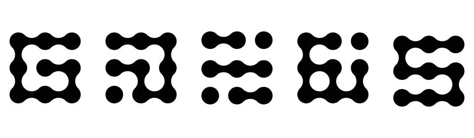 Set of connected black dots. Transition metaballs. Integration symbol. Circ.. Stock Illustration