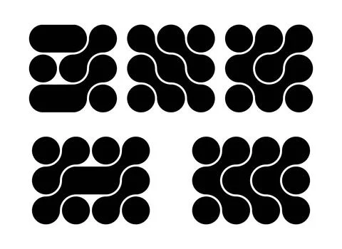 Set of connected black dots. Transition metaballs. Integration symbol. Circ.. Stock Illustration