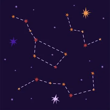 Set of constellations on the background of space vector illustration. Bright  Stock Illustration