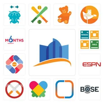 Set of constraction, bose, new instagram, autism, non smoking, espn, pharma c Illustrazione stock gratuita