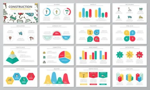 Set of construction and repair elements for multipurpose presentation template 스톡 일러스트