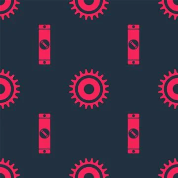 Set Construction bubble level and Circular saw blade on seamless pattern. Vector 스톡 일러스트