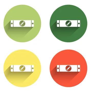 Set Construction bubble level icon isolated with long shadow background. Wa.. Stock Illustration