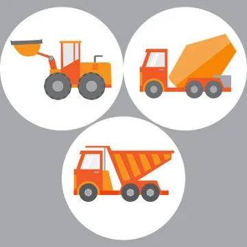 Set of construction equipment and tools, flat icons Stock Illustration