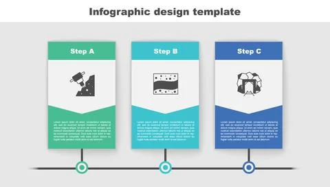 Set Construction jackhammer, Gold mine and Mine entrance. Business infograp.. Ilustração Stock