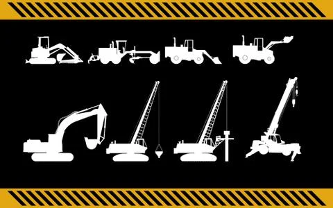 Set of construction machinery equipment Stock Illustration