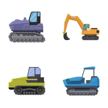 Set of construction machinery icons Stock Illustration