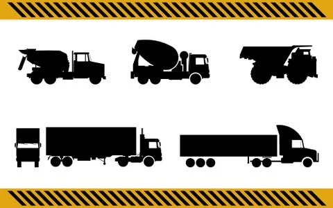 Set of construction machinery trucks Stock Illustration