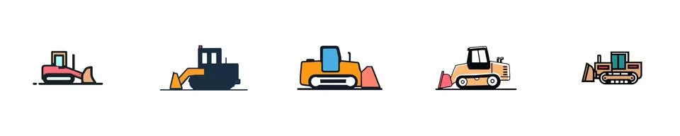 Set of Construction Machines Stock Illustration