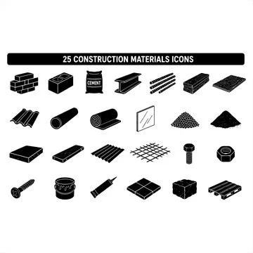 Set of construction materials and building tools icons vector design illust.. Illustrazione stock