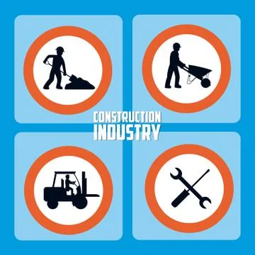 Set of construction roadsign icons Stock Illustration