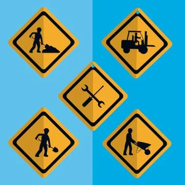 Set of construction roadsign icons Stock Illustration