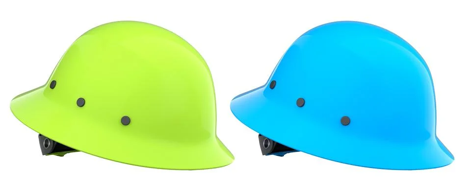 Set of construction safety helmets isolated on white transparent background Stockillustratie