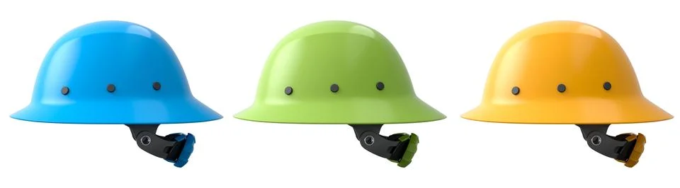 Set of construction safety helmets isolated on white transparent background Stockillustratie