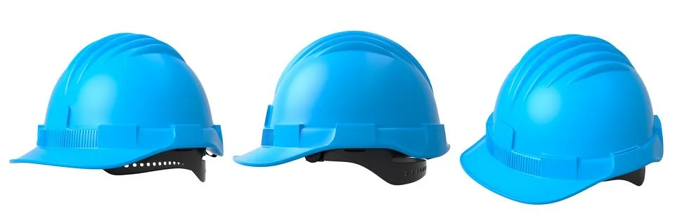 Set of construction safety helmets isolated on white transparent background Stockillustratie
