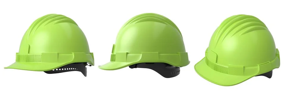 Set of construction safety helmets isolated on white transparent background Stockillustratie