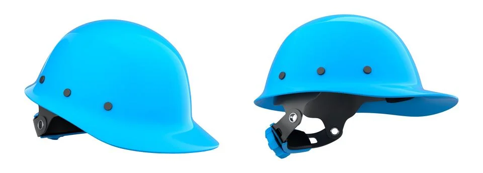 Set of construction safety helmets isolated on white transparent background Stockillustratie