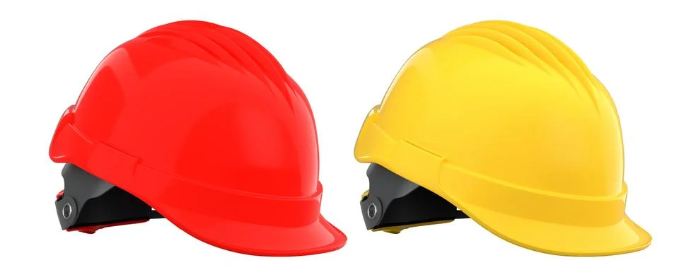 Set of construction safety helmets isolated on white transparent background.. Stockillustratie