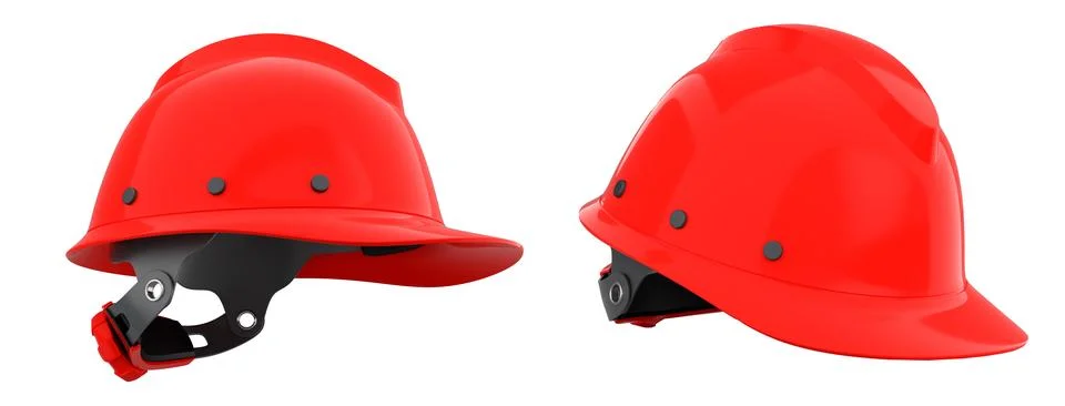 Set of construction safety helmets isolated on white transparent background,  Stock Illustration