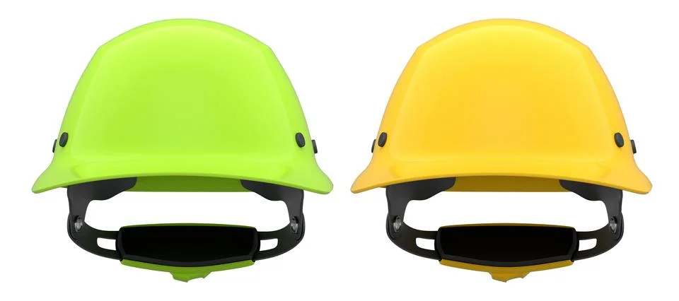 Set of construction safety helmets isolated on white transparent background Stock Illustration