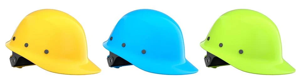 Set of construction safety helmets isolated on white transparent background.. Stockillustratie