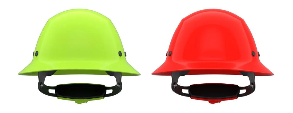 Set of construction safety helmets isolated on white transparent background.. Stock Illustration