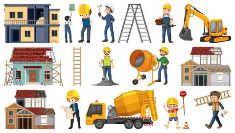 Set of construction site objects イラスト素材