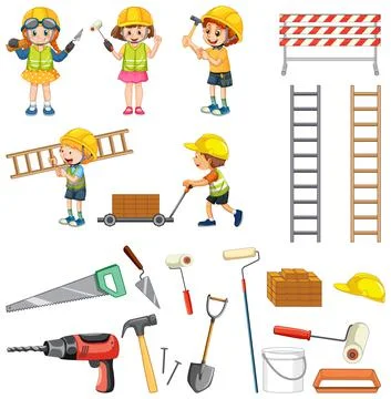 Set of construction site objects イラスト素材