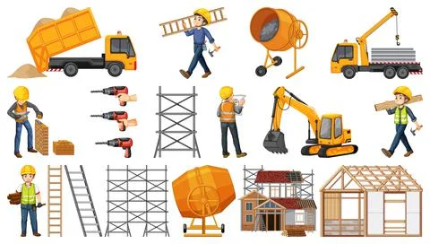 Set of construction site objects 스톡 일러스트