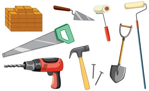 Set of construction site objects Stock Illustration