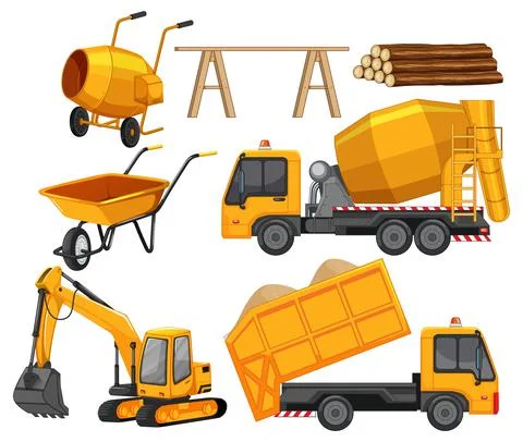 Set of construction site objects Stock Illustration