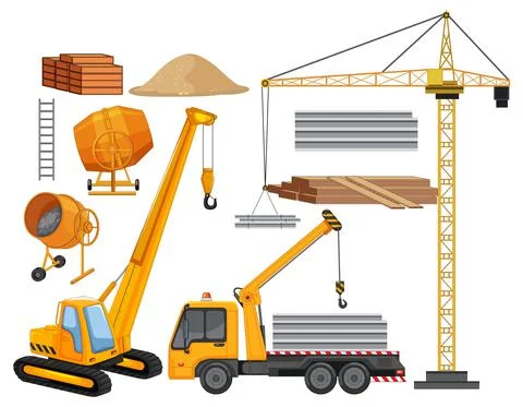 Set of construction site objects Stock Illustration