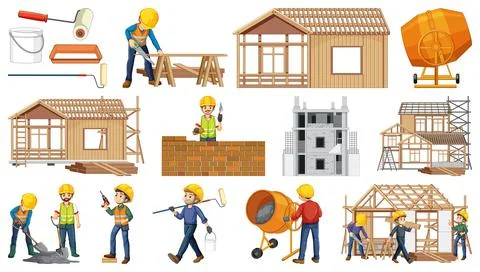 Set of construction site objects 스톡 일러스트