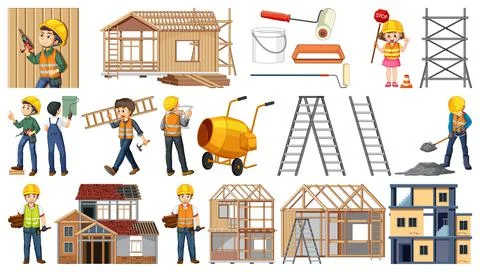 Set of construction site objects イラスト素材