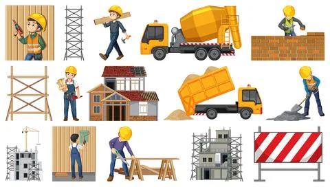 Set of construction site objects イラスト素材