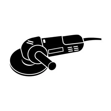 Set of construction tools grinding machine, black icon stencil Stock Illustration