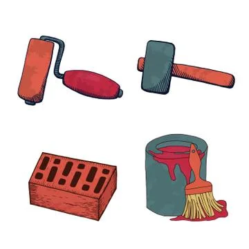 A set of construction tools. Stock Illustration